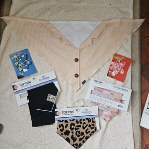 Set of 4 New Pet Bandanas, Various Colours and Sizes